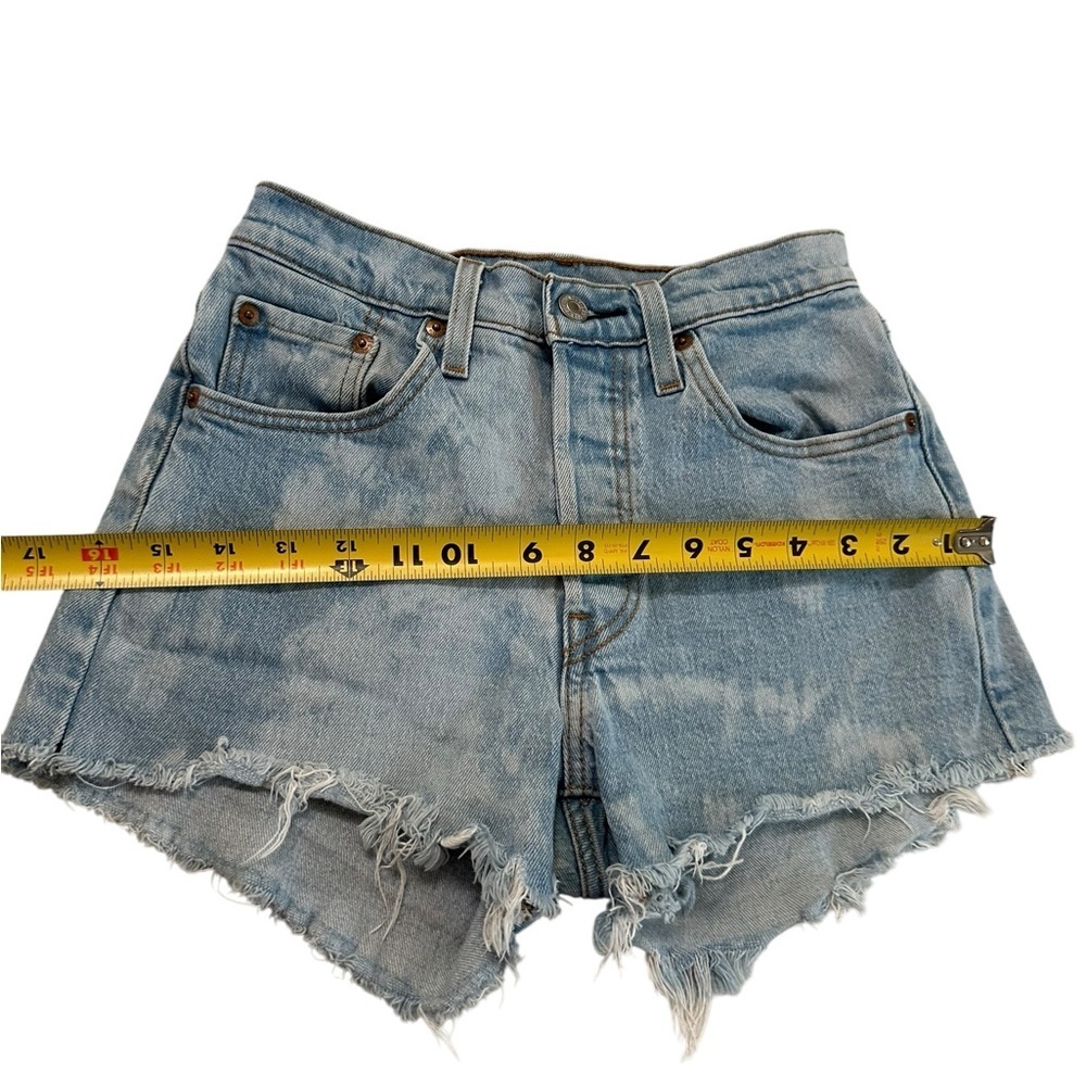 Levis 501 Women’s Denim Cut Off Shorts Waist Sz 24 Blue Button Fly 5 Pocket - Picture 14 of 17